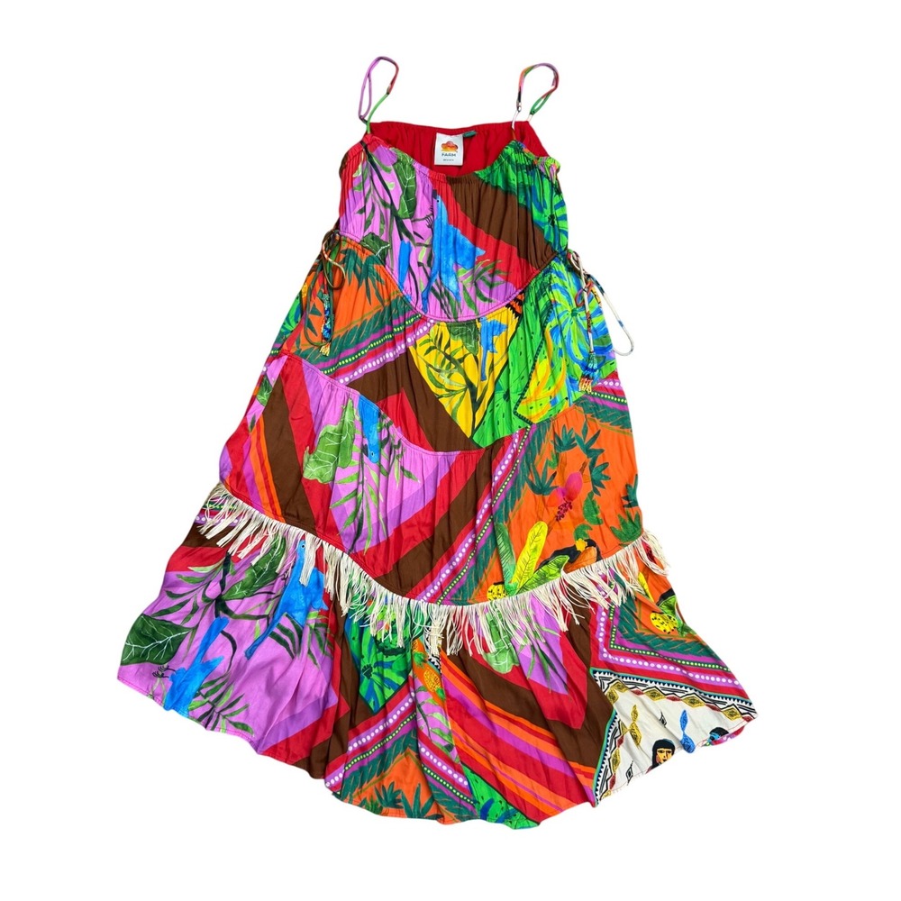 Colorful Tropical Fringe Spaghetti-Strap Sundress - Multi - Picture 2 of 9
